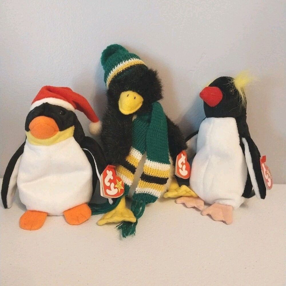 TY Beanie Babies Penguin Lot 3 Zero Waddlesworth Frigid Retired Plush w/ Tags